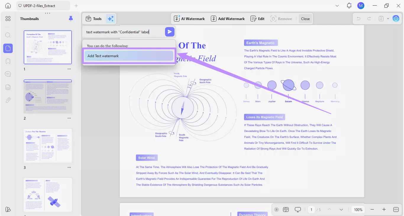 click on add text watermark