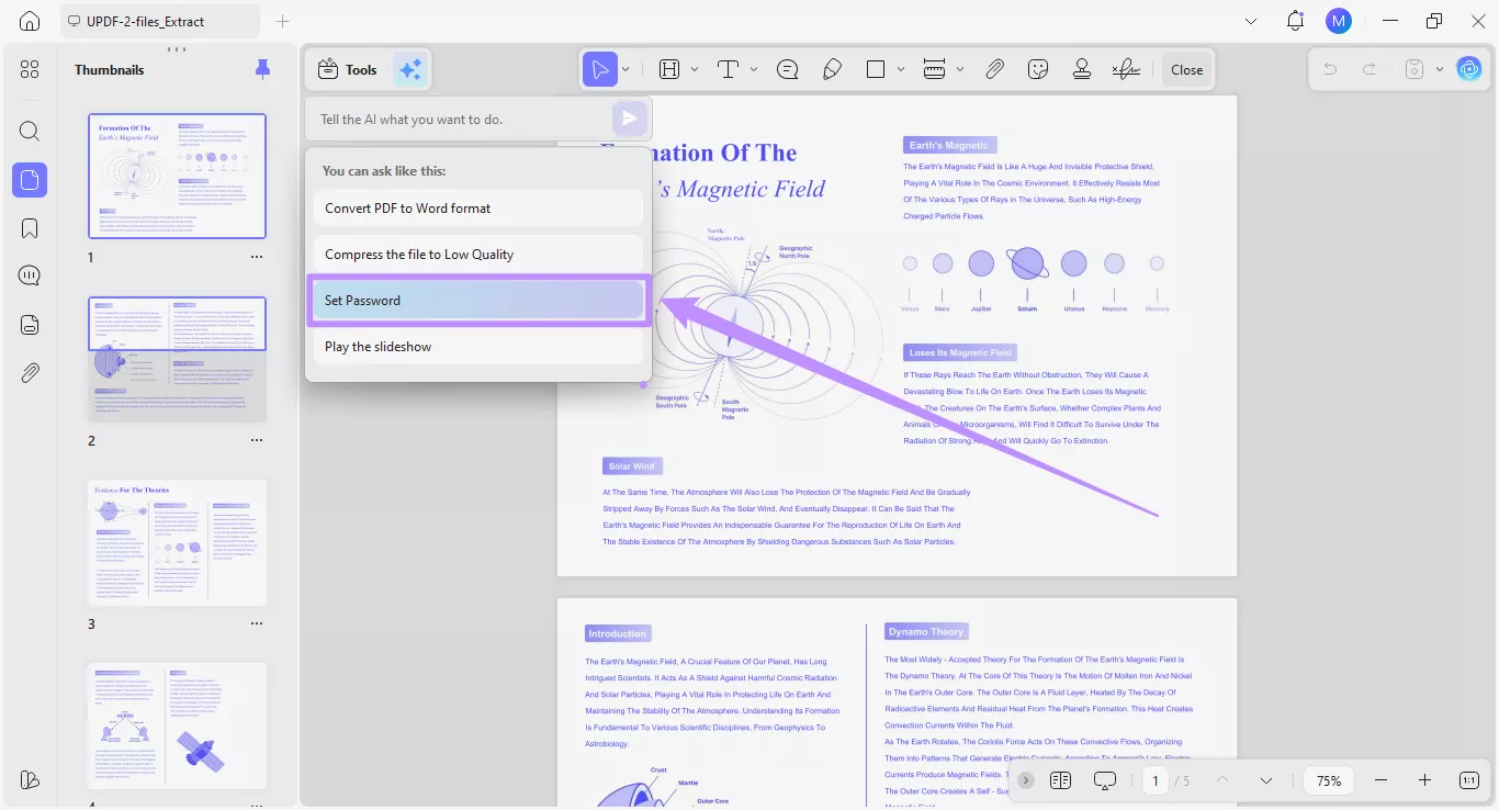  select the set password preset