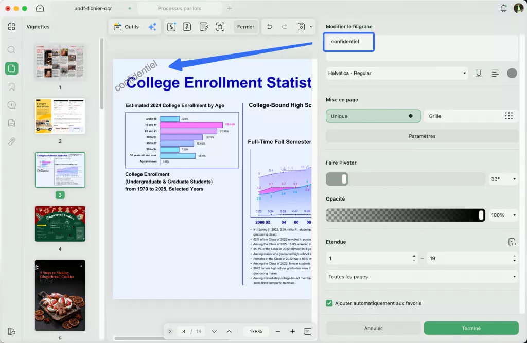 filigrane de texte ajouté automatiquement