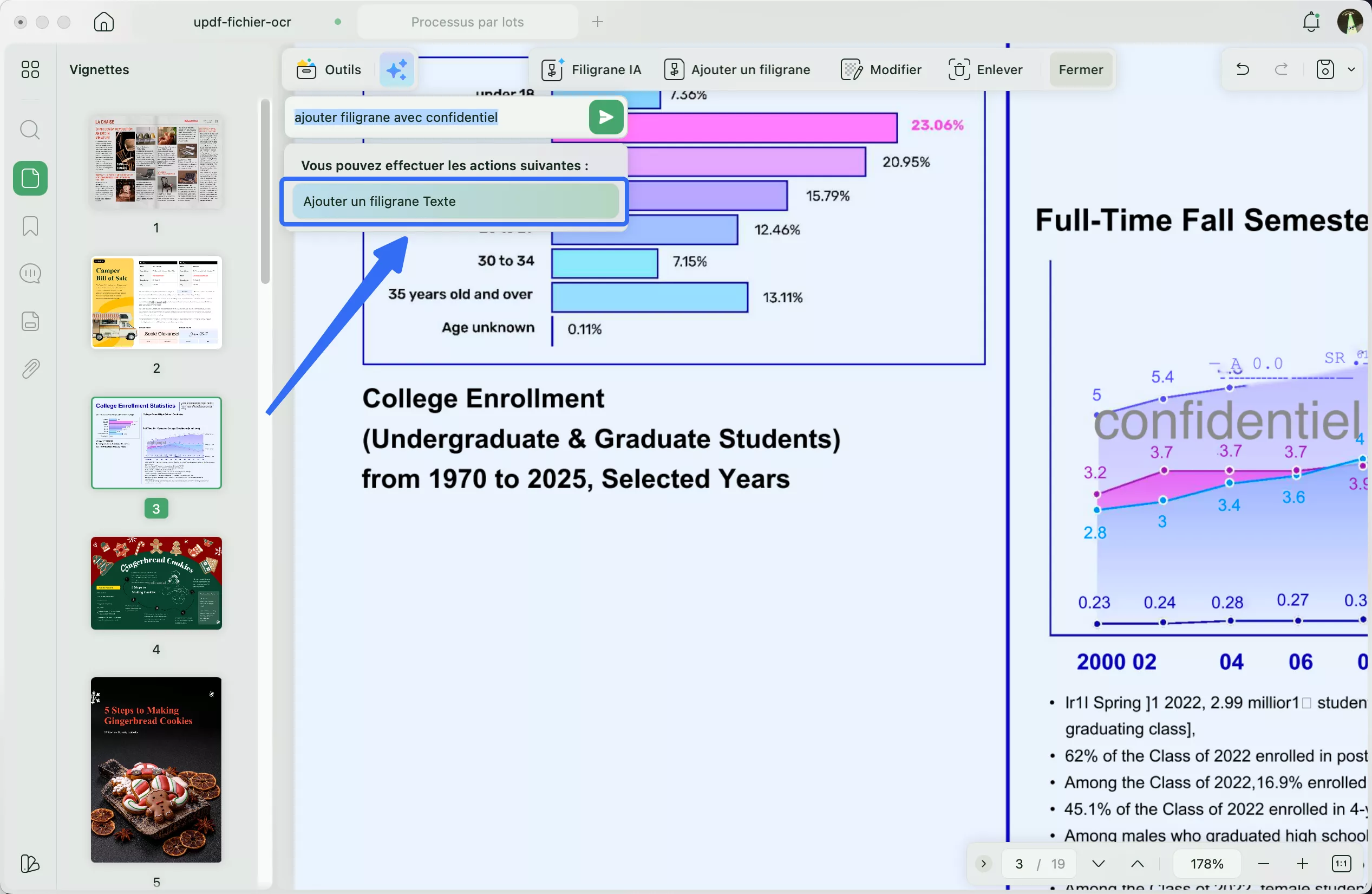 Cliquez sur « Ajouter un filigrane de texte ».