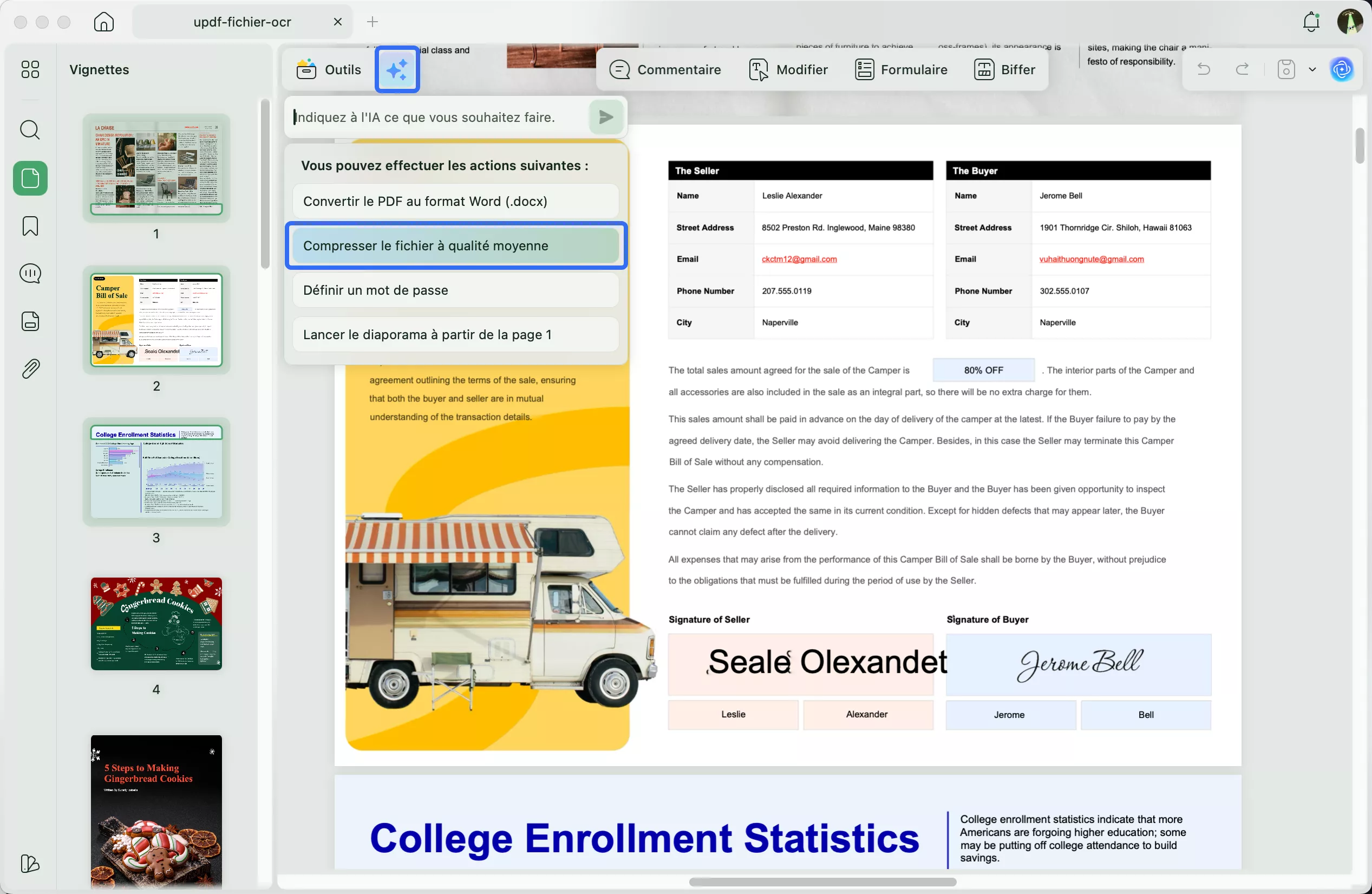 Sélectionnez cette option pour compresser le fichier en basse qualité.