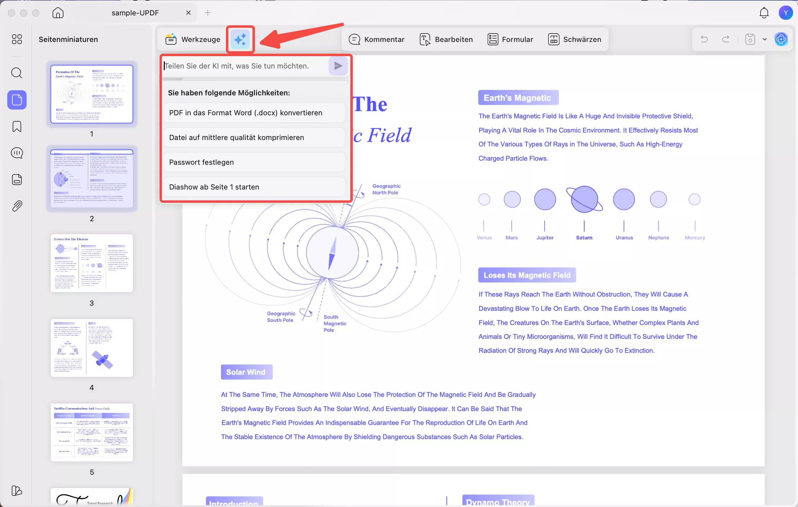 Klicken Sie auf das Updf-Copilot-Symbol