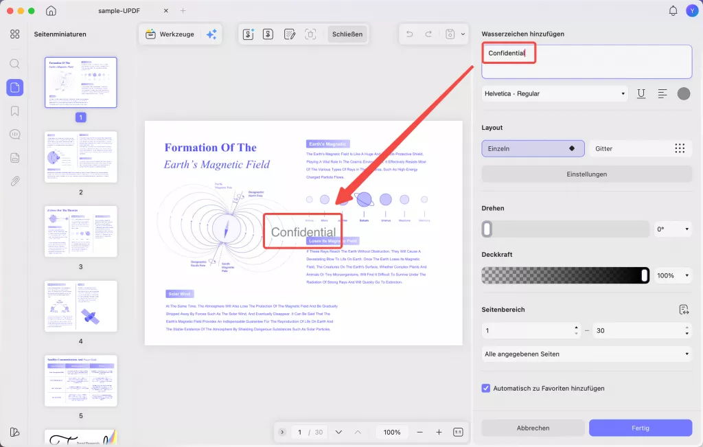  Text-Wasserzeichen wird automatisch hinzugefügt