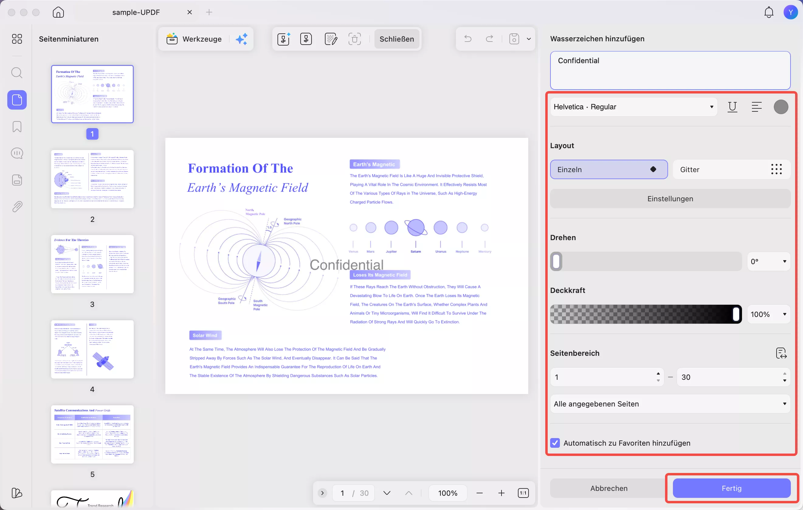 Wasserzeichen anpassen