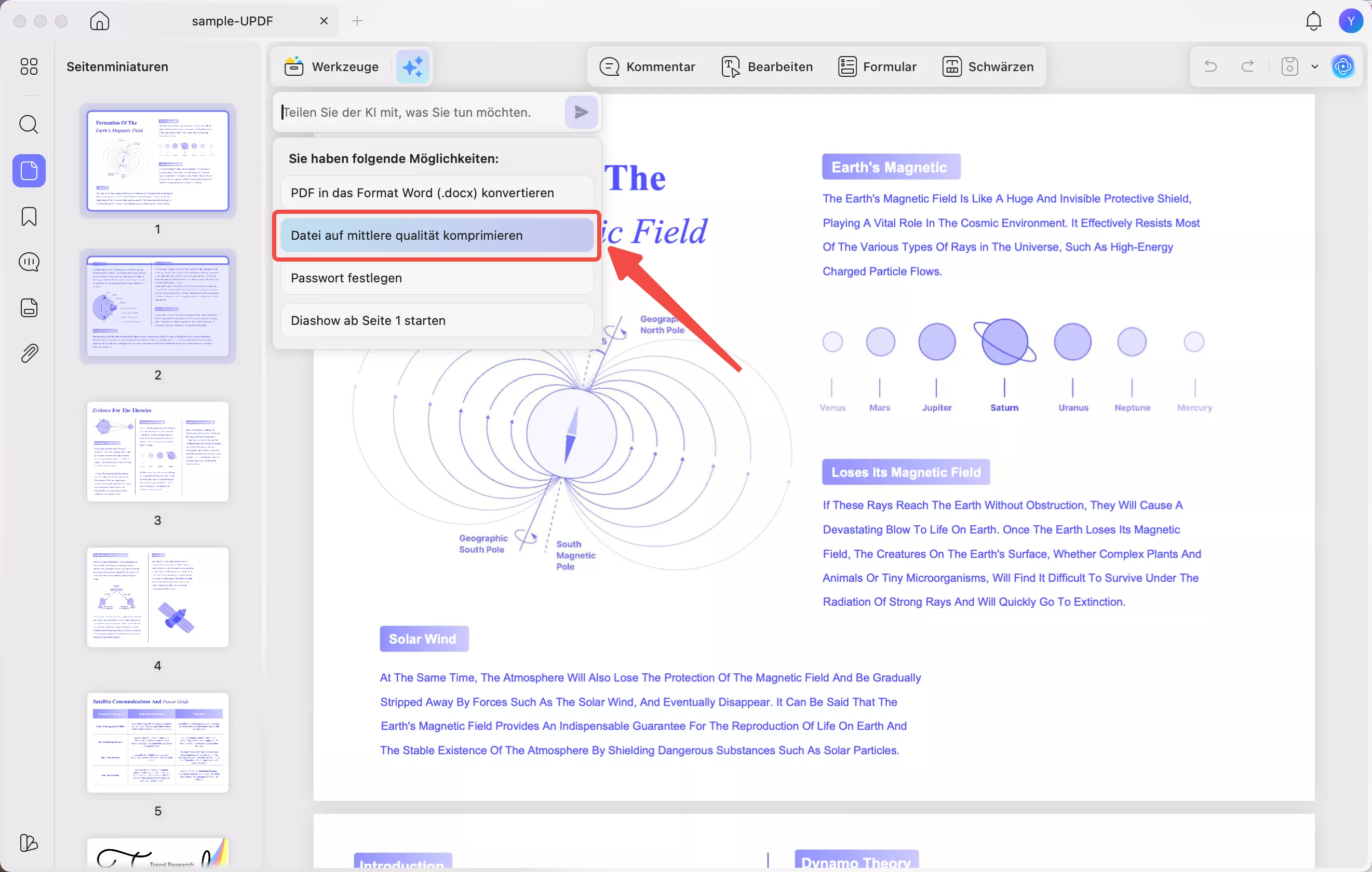 Wählen Sie diese Option, um die Datei in niedriger Qualität zu komprimieren