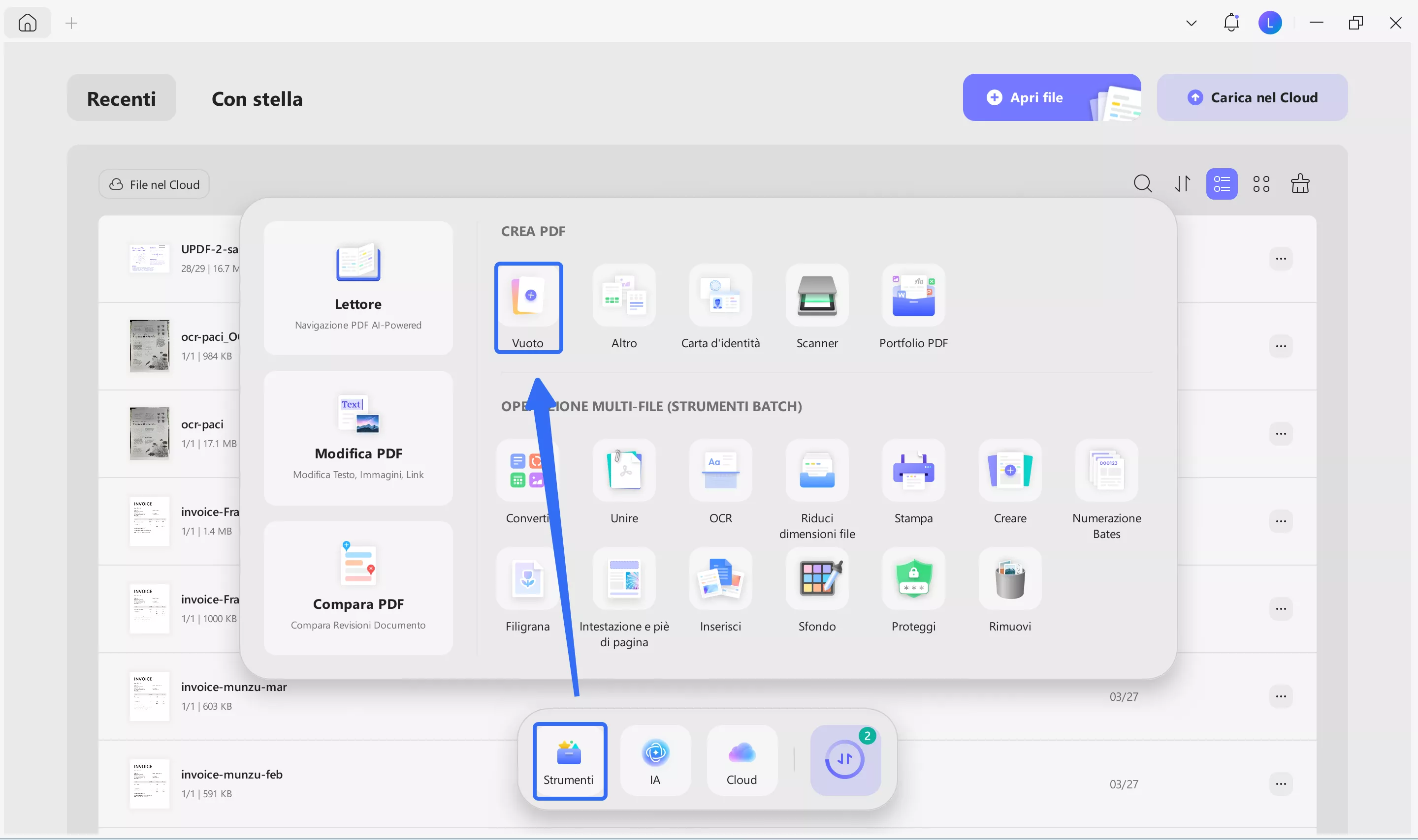 go to create blank page from file updf windows