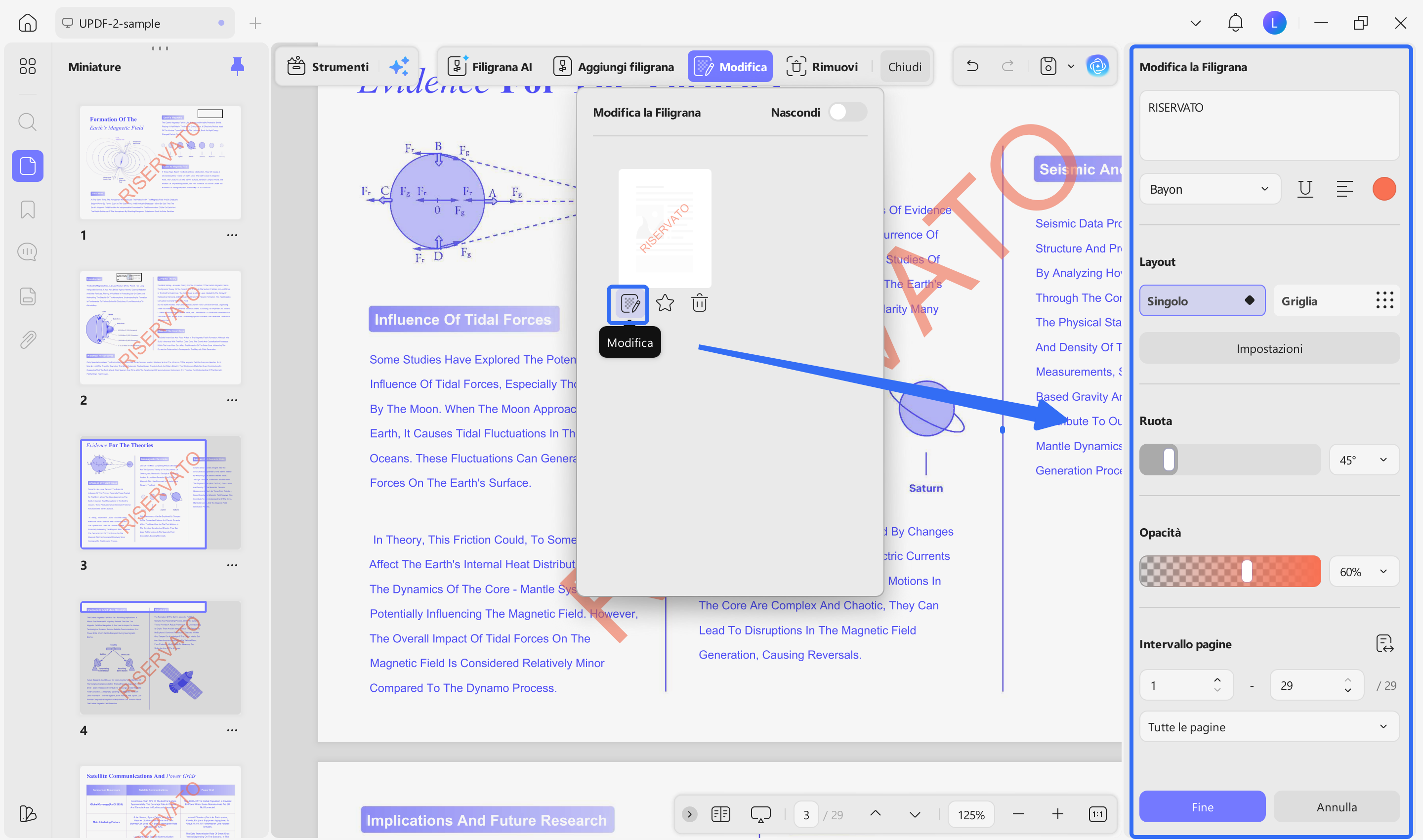 edit the pdf watermark detail with updf on windows