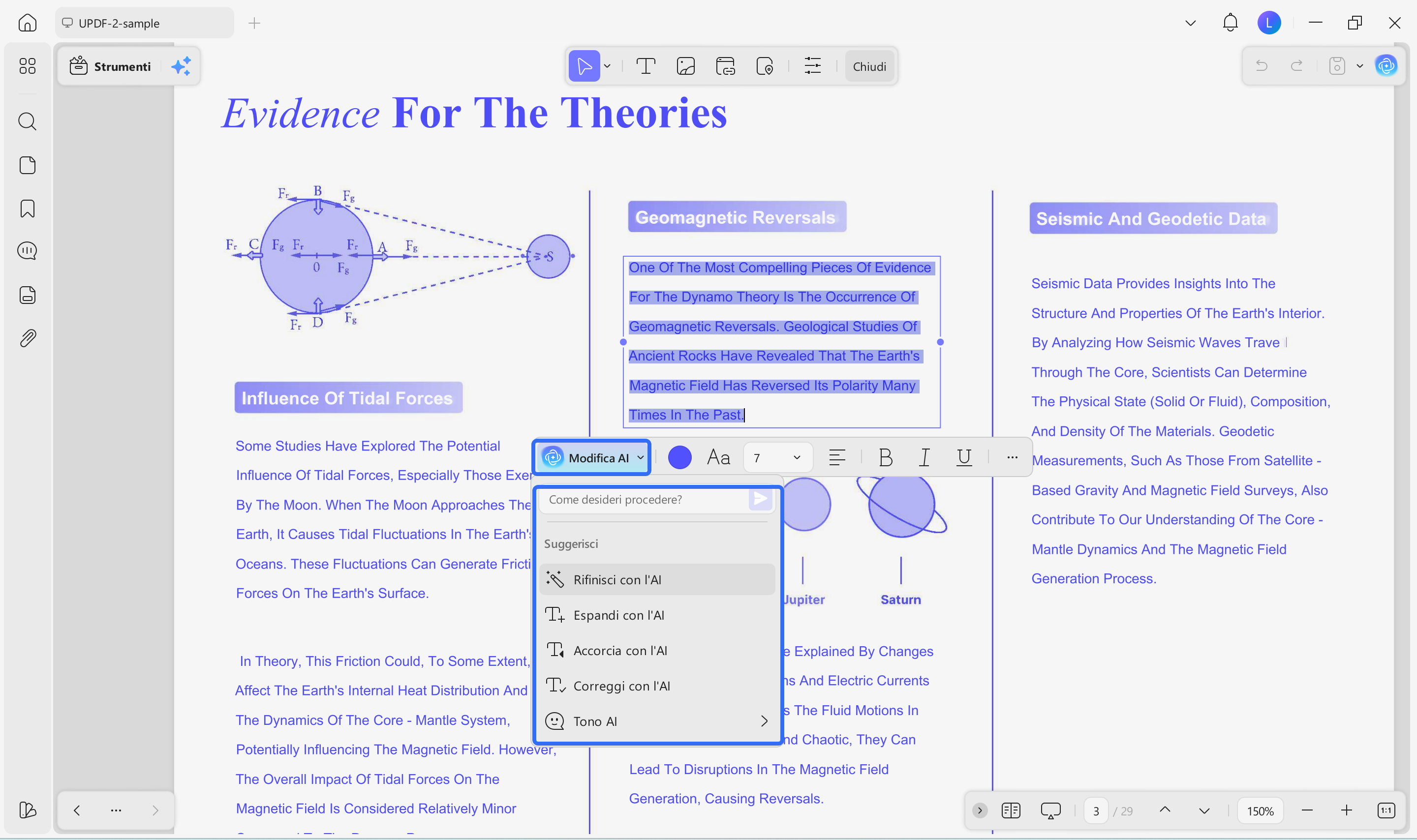 updf ai suite di modifica aiuta a perfezionare il testo