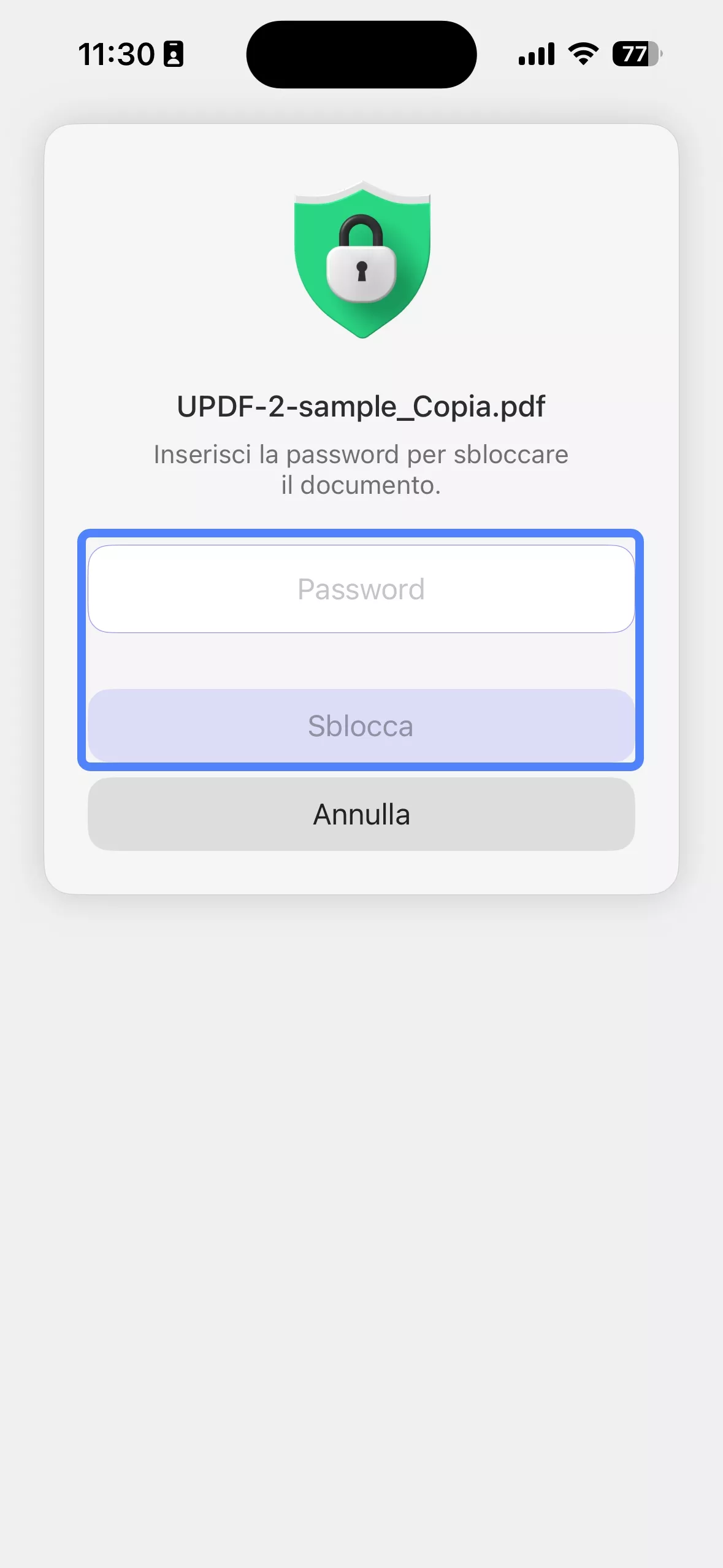 type the correct password for the file