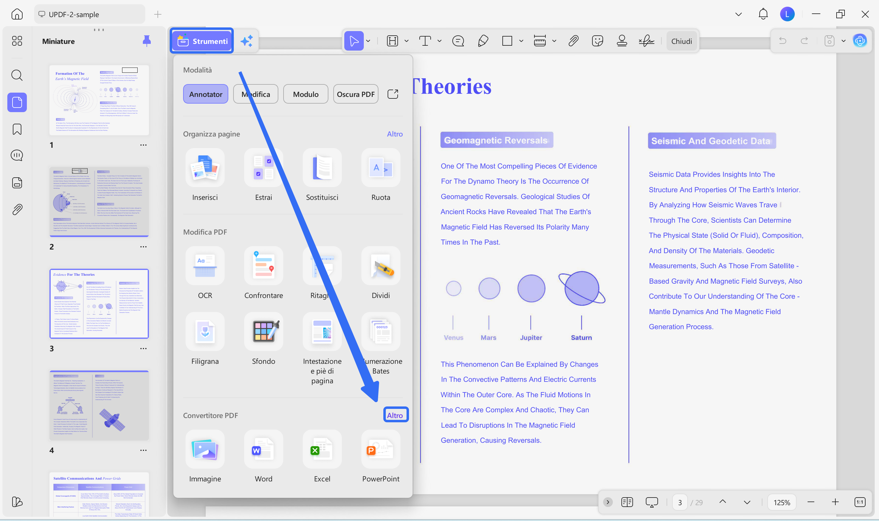 Click on Export PDF to convert PDF to text on windows using UPDF