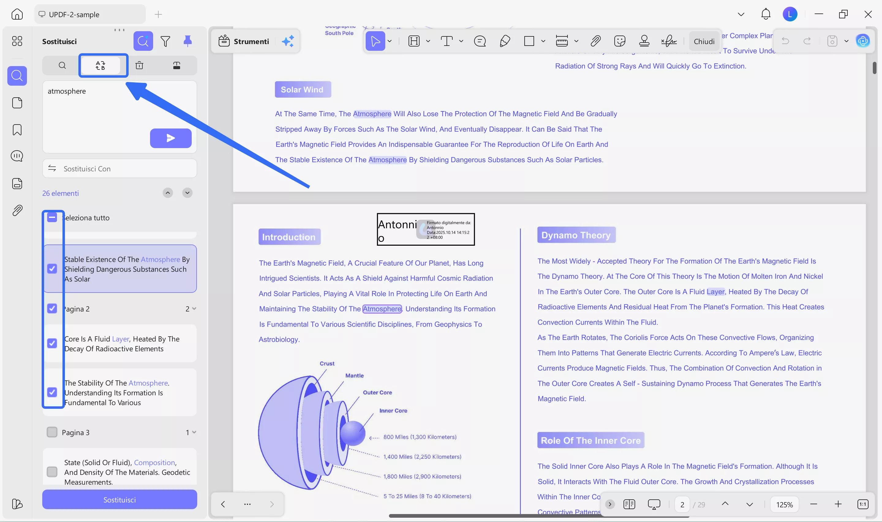 find semantic text and replace in updf