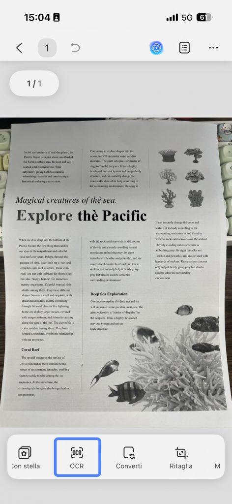 ocr to extract text from the image with updf for ios.