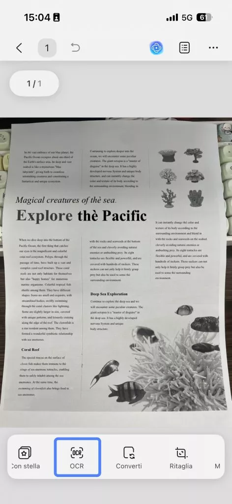 ocr to extract text from the image with updf for ios.