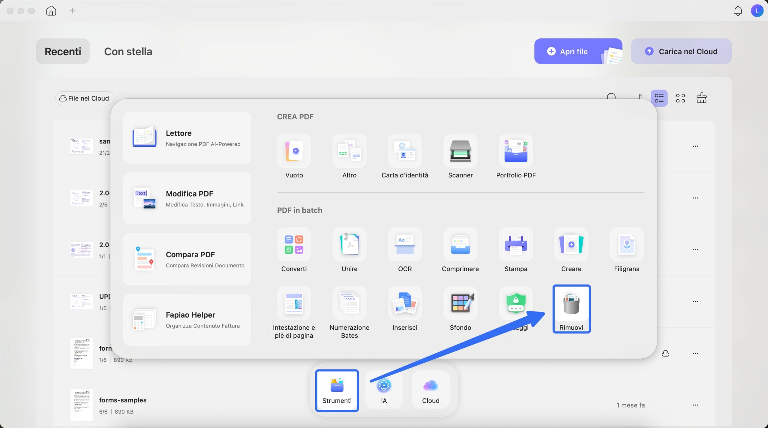 batch remove with updf on mac