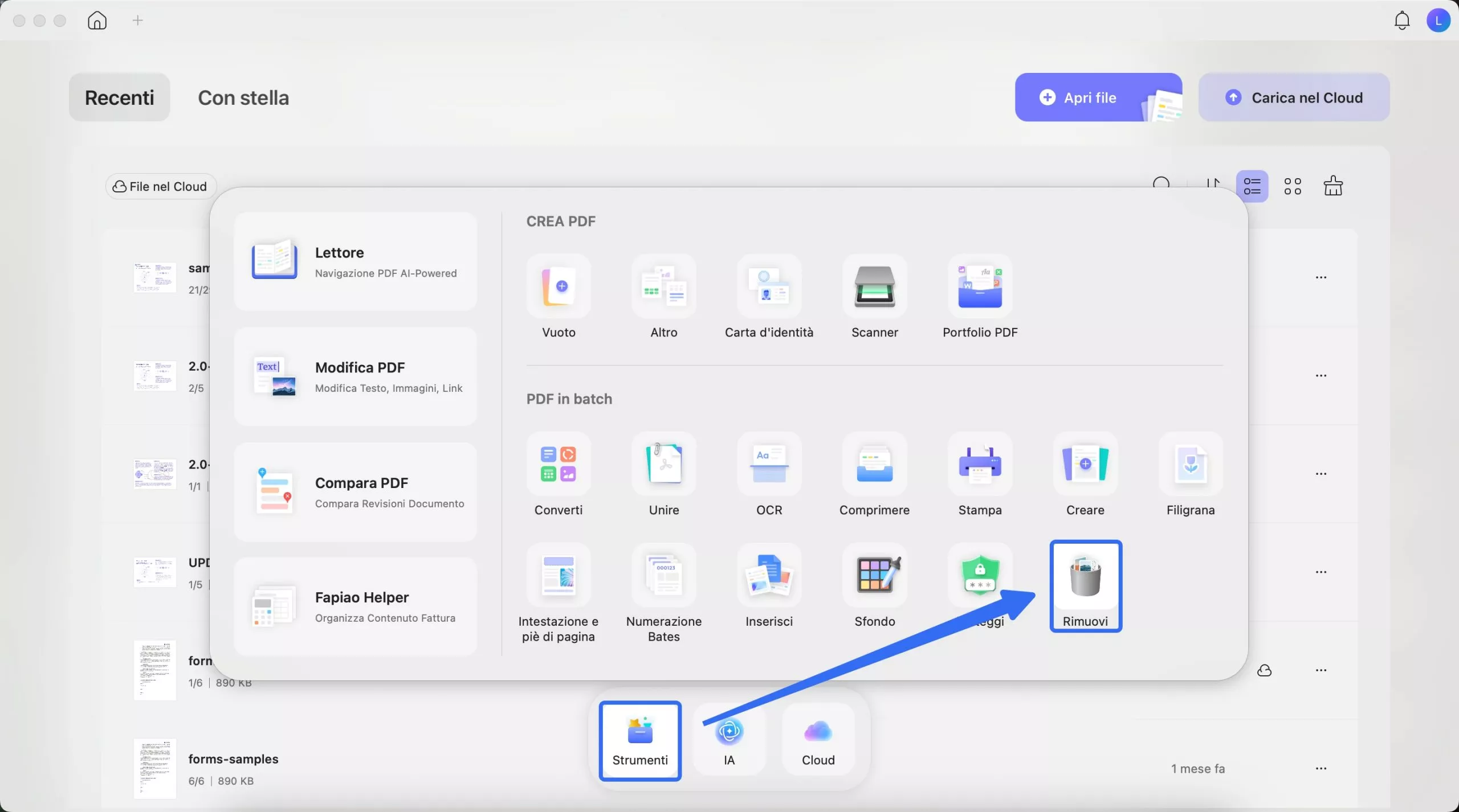 batch remove with updf on mac