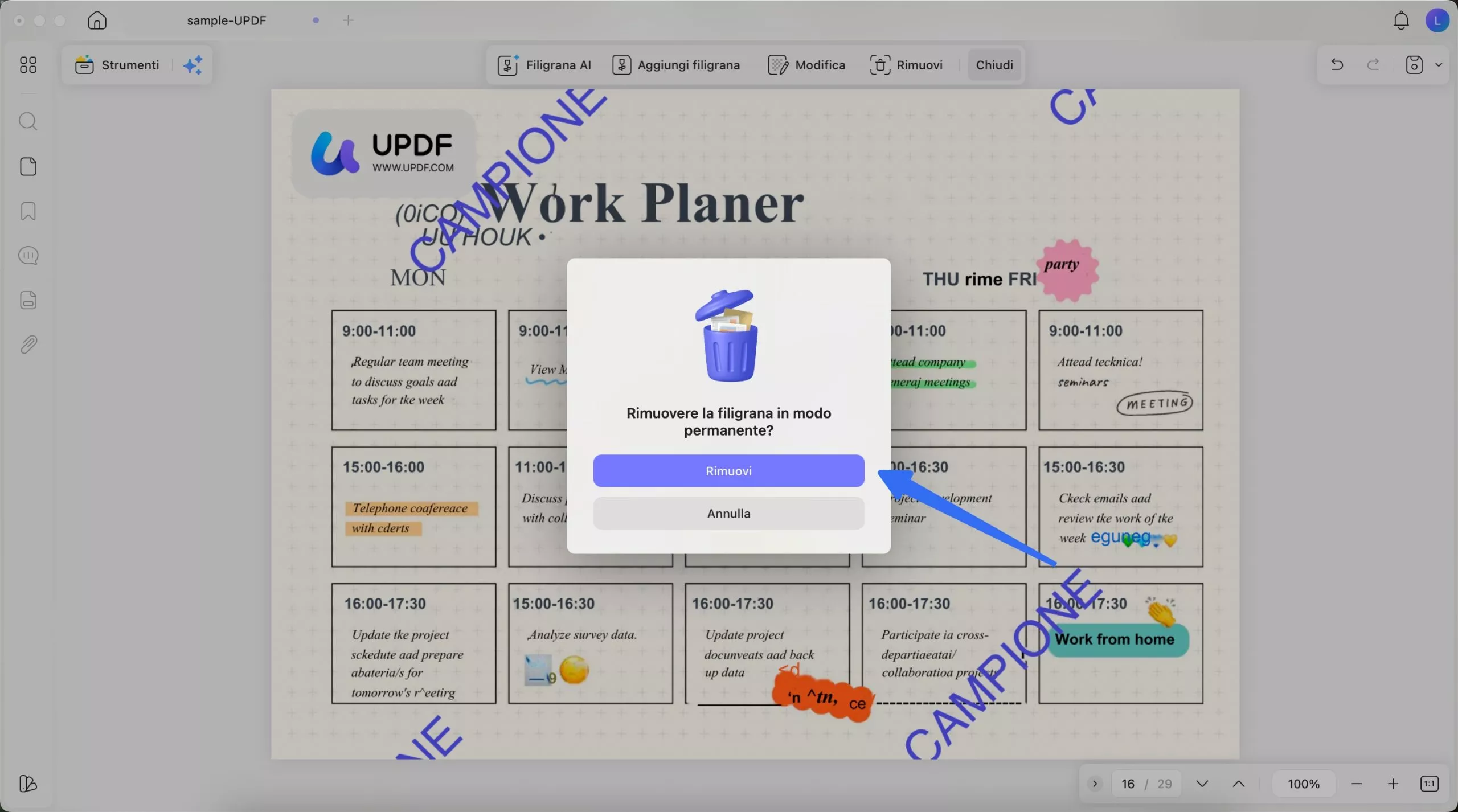 confirm to remove watermark from pdf with UPDF on Mac