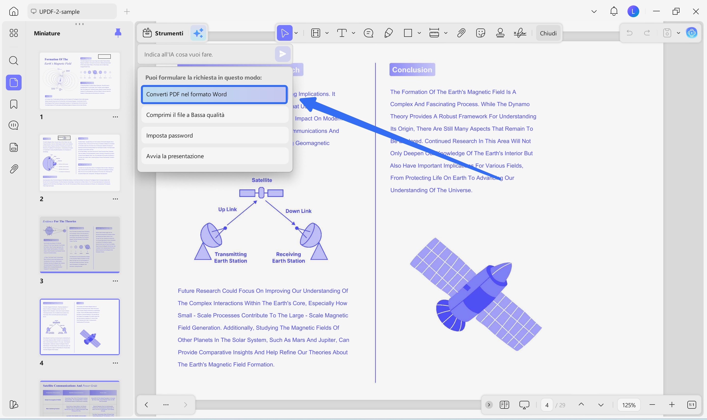select the preset to convert pdf to word format