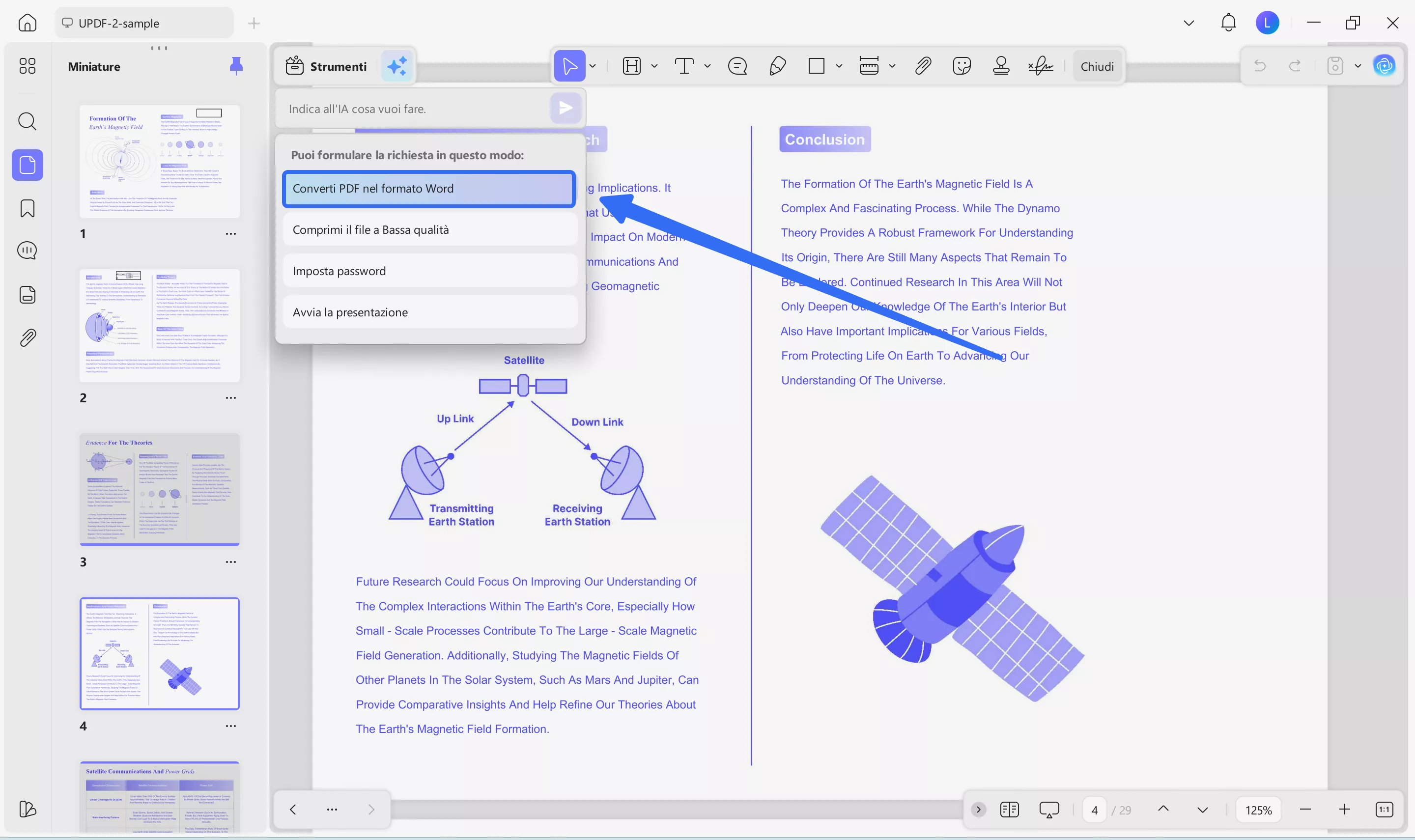 select the preset to convert pdf to word format