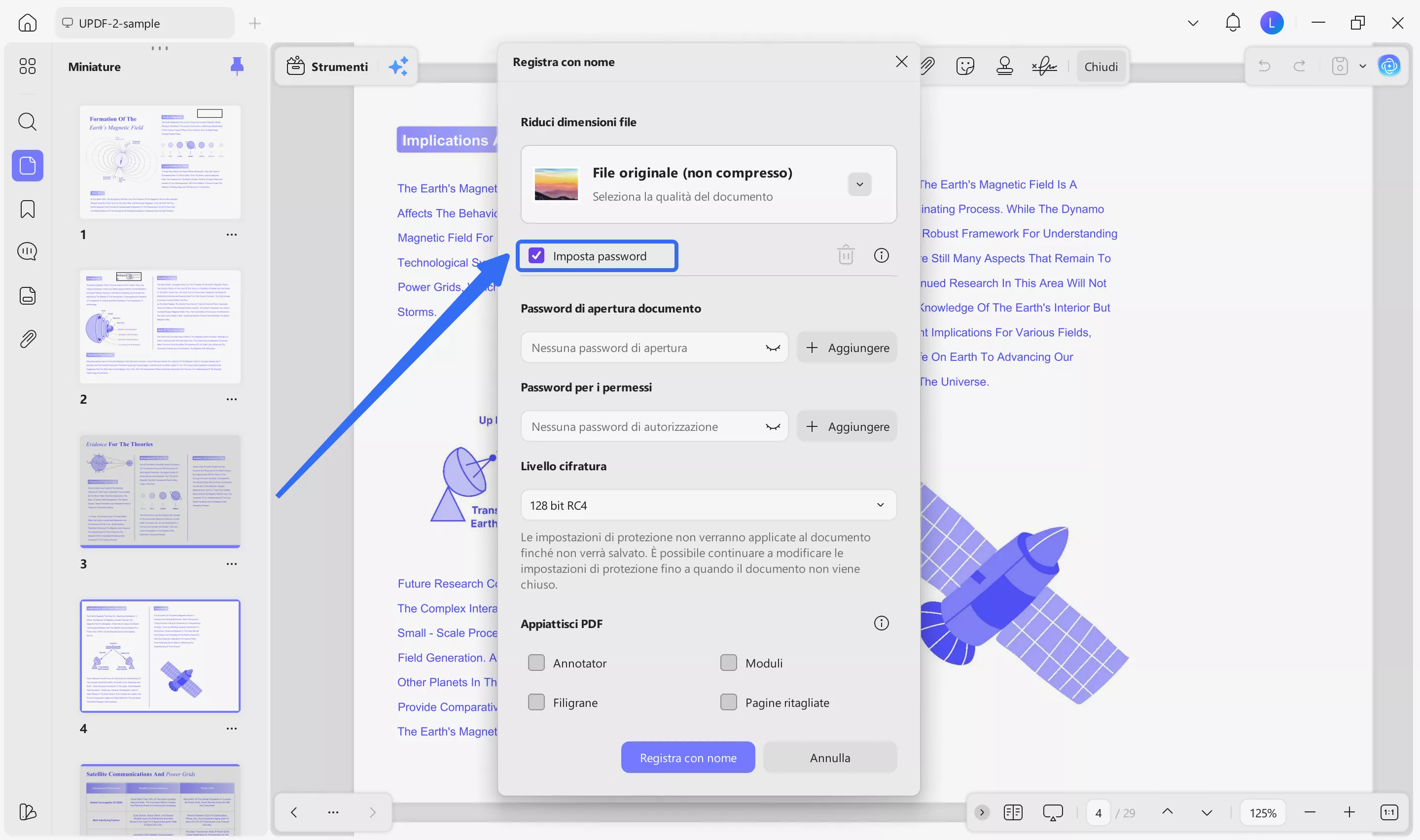 set password automatically selected