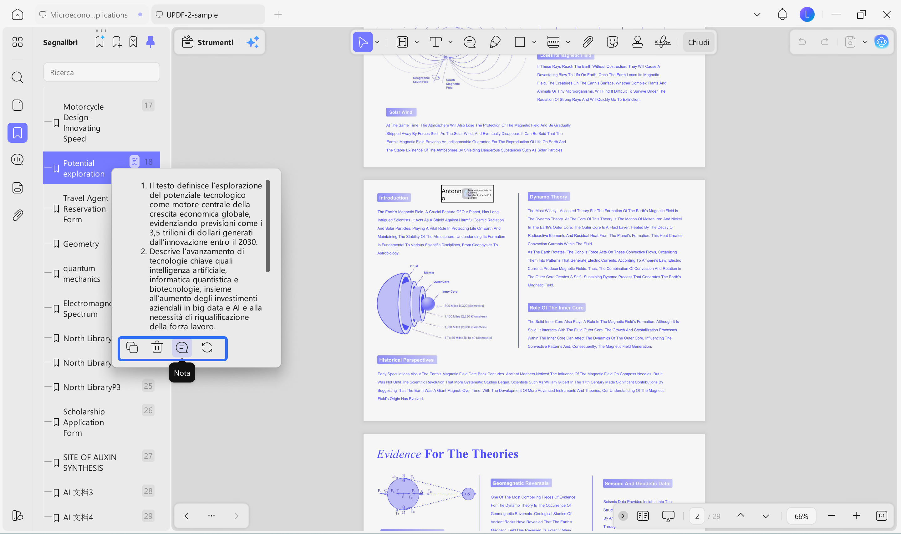 generates a concise summary for each section