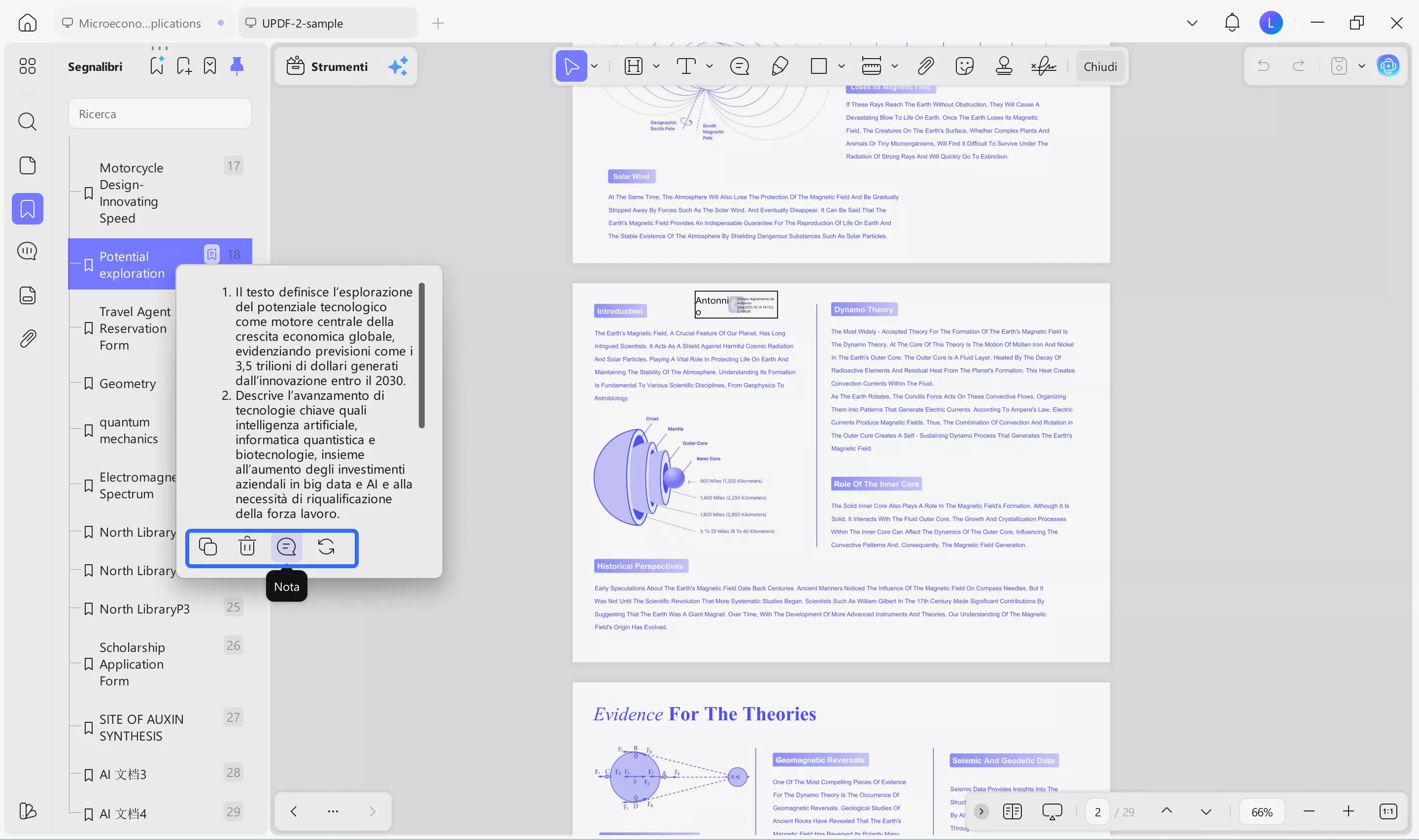 generates a concise summary for each section