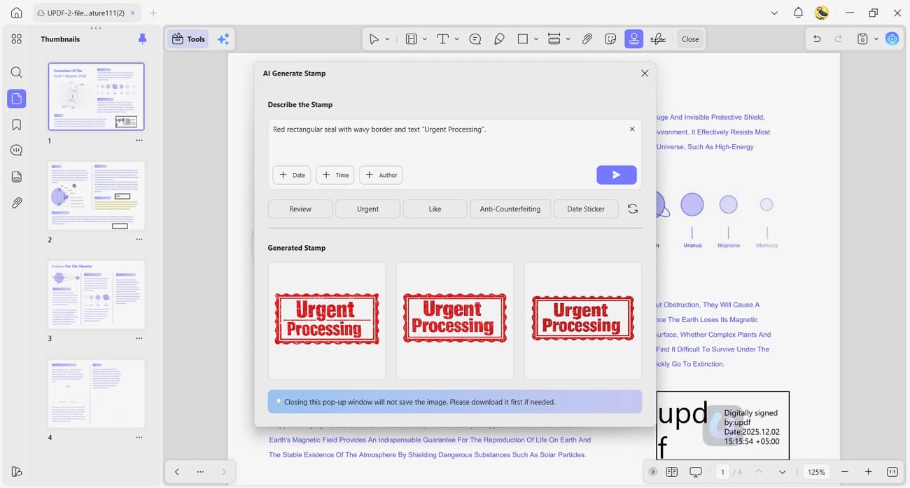 use updf ai create custom stamps