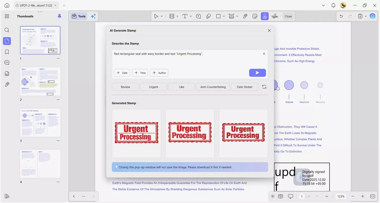 use updf ai create custom stamps