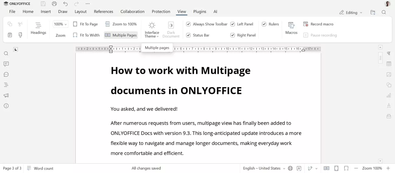 basic reading mode onlyoffice pdf editor