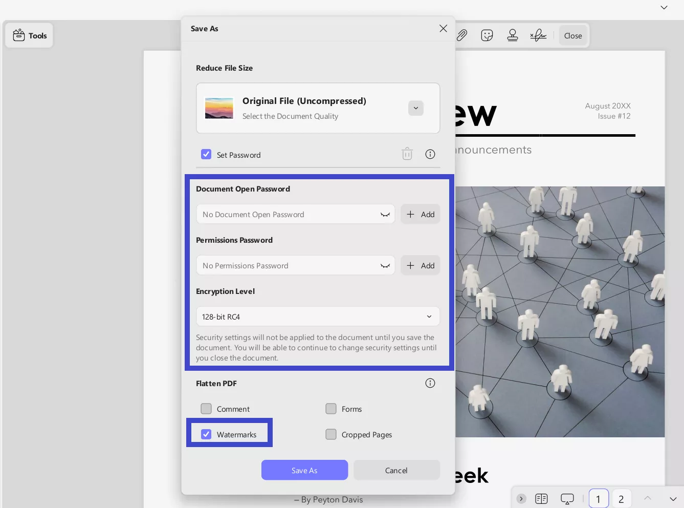 updf watermark securtiy flatten