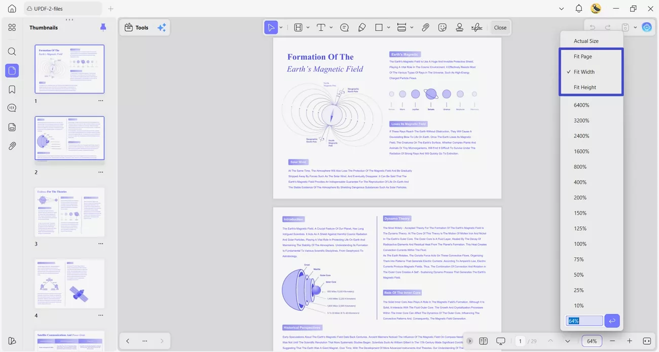 autofit updf page options