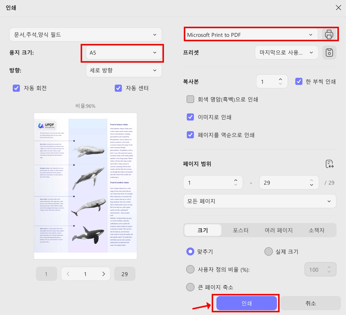 Pdf a3 사이즈로 변환 방법