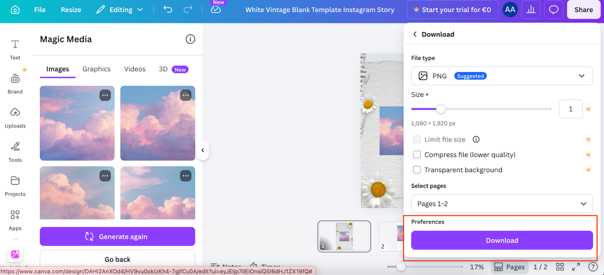 add background and download