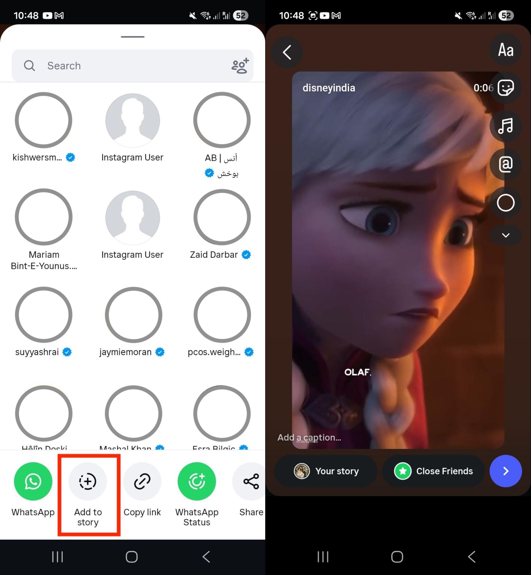 add insta reel story