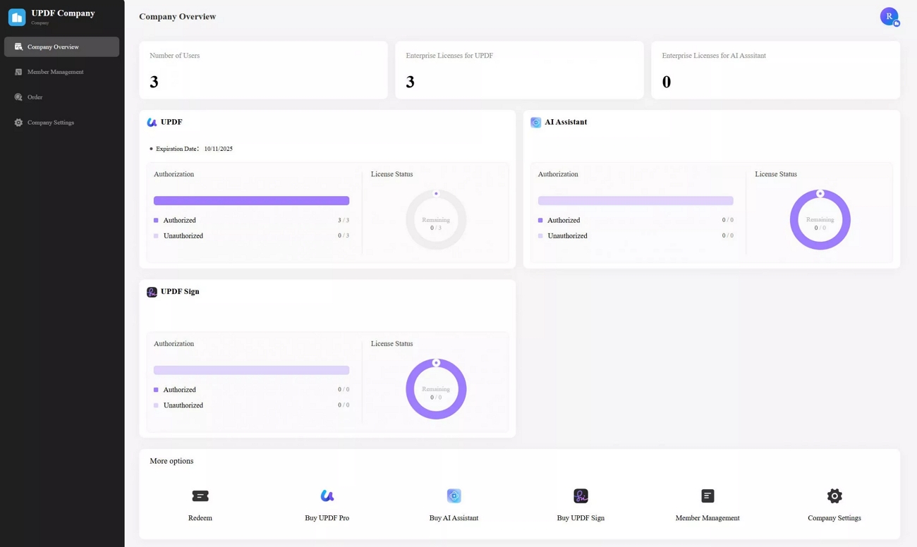 enterprise business console updf interface