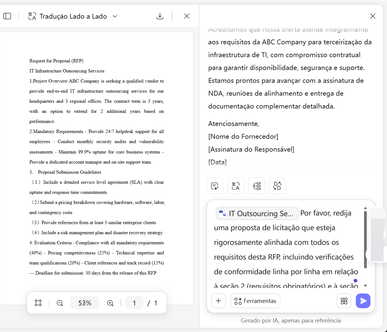 redator de propostas com IA