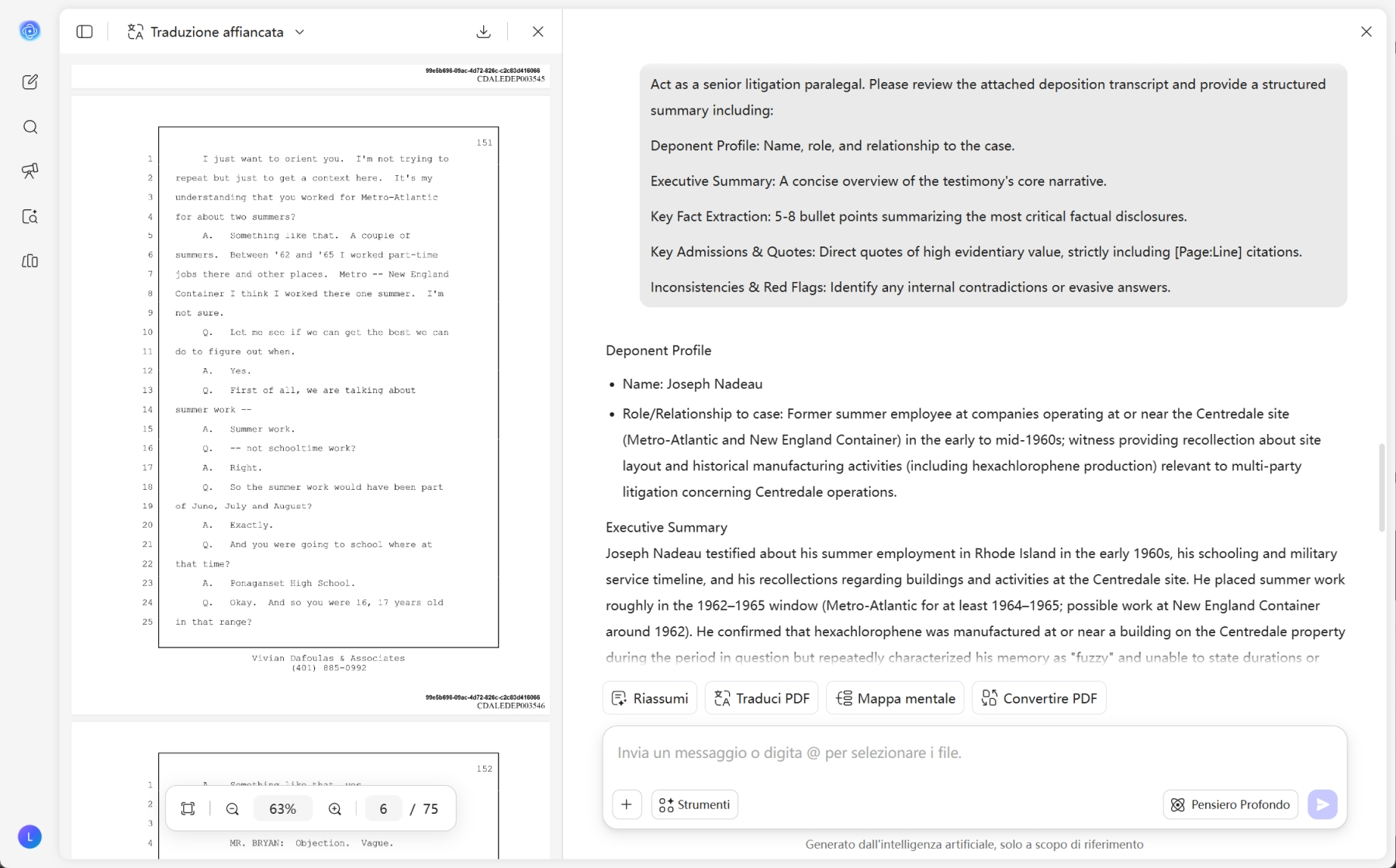 ai deposition summary