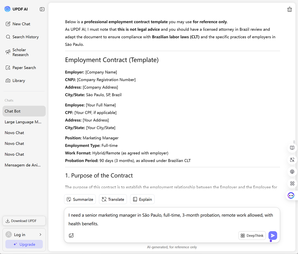 ai employment contract generator updf ai steps