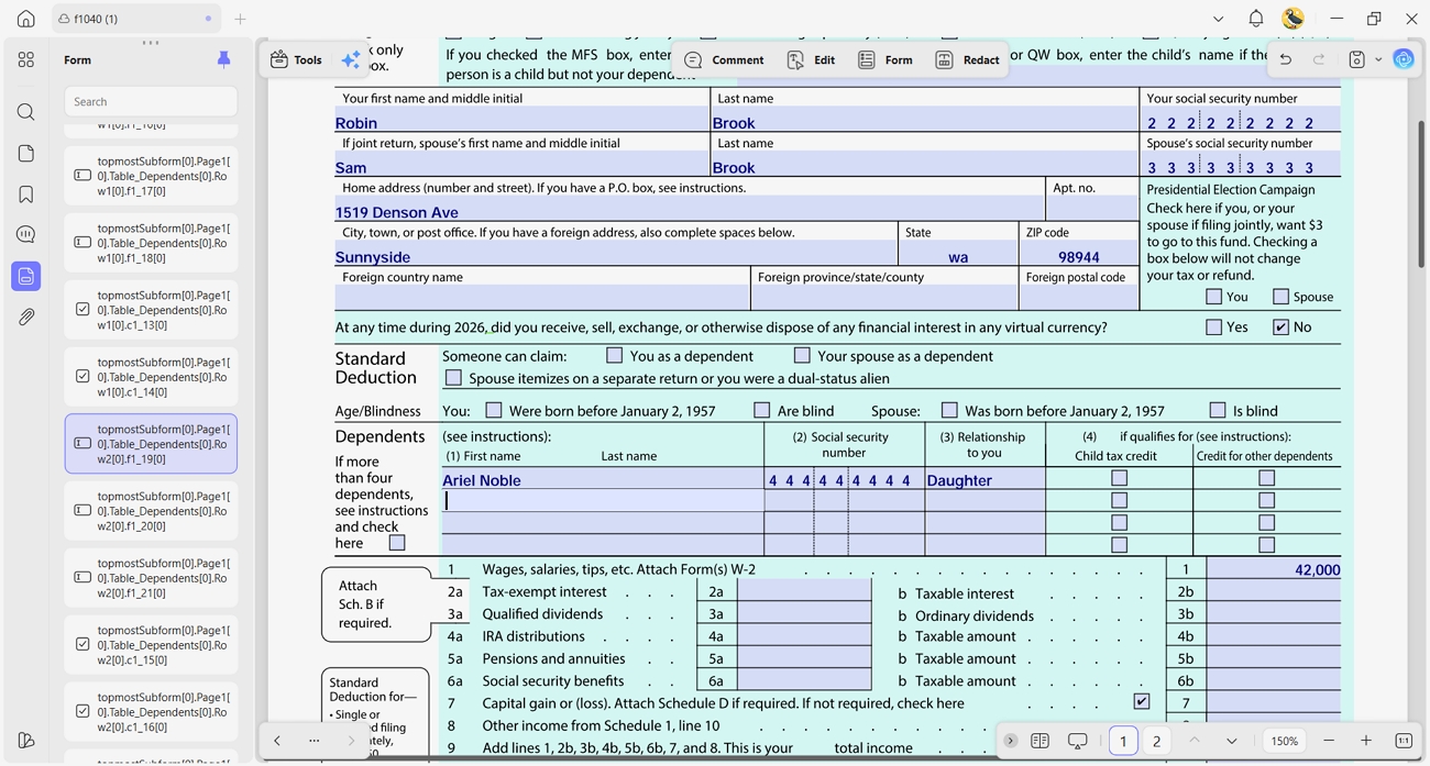 fill or create fillable text form fields
