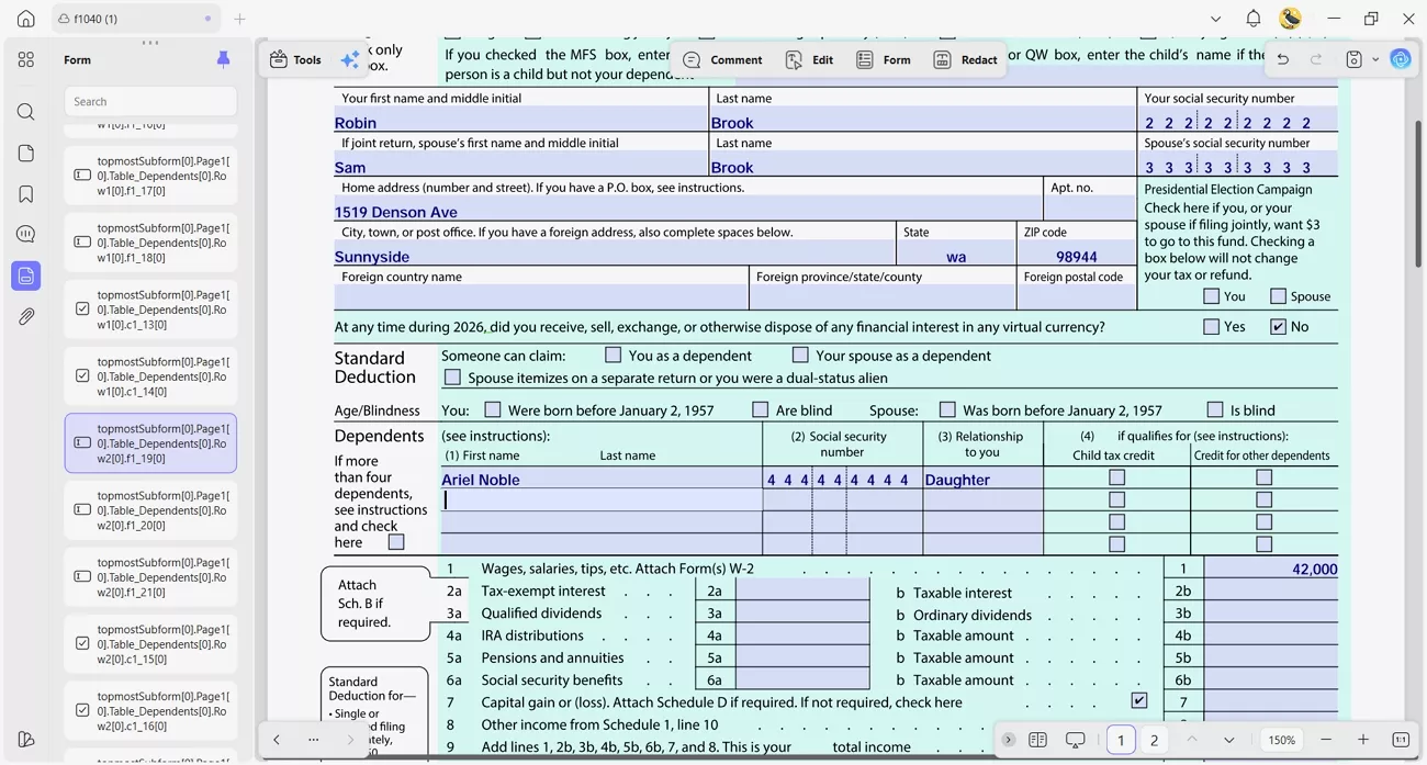 fill or create fillable text form fields