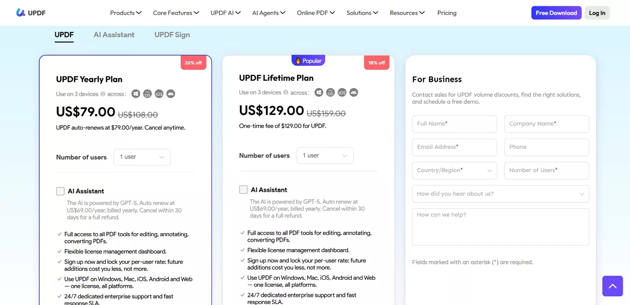 explore updf enterprise yearly lifetime plan