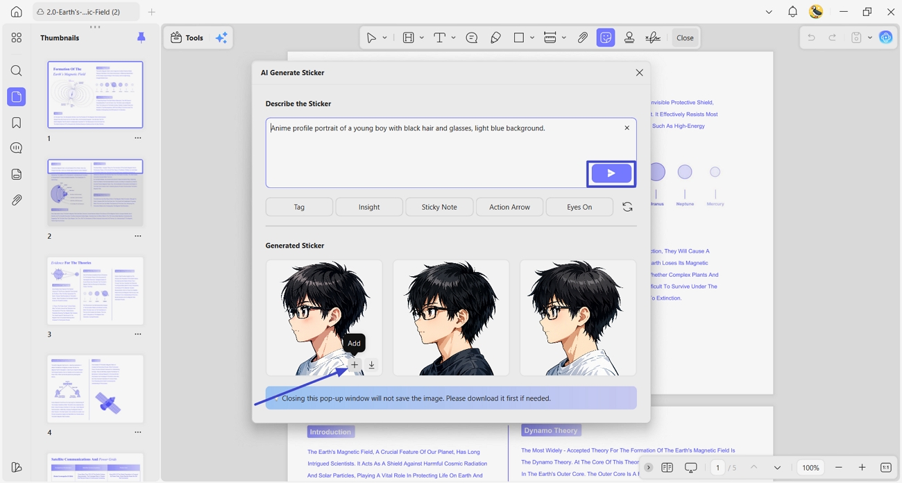 use generated sticker pdf page