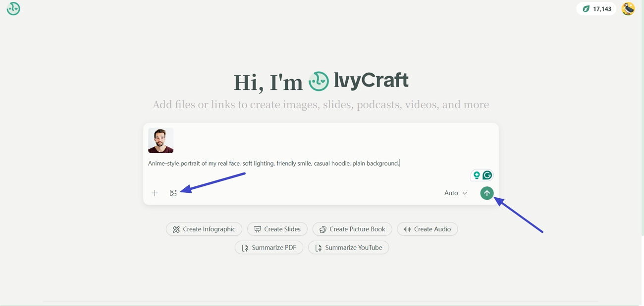 uploading reference image ivycraft generator