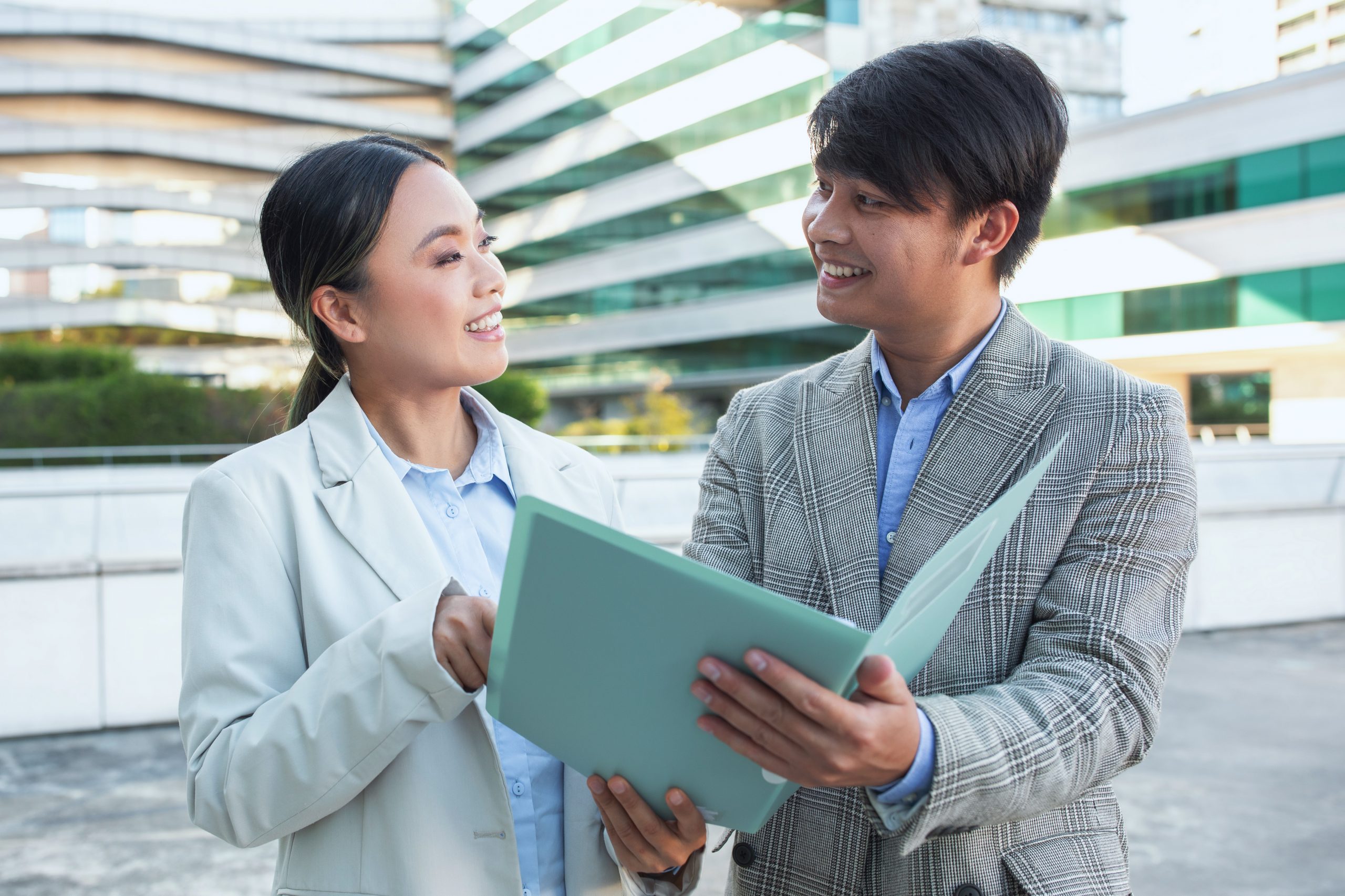 asian businessman and woman