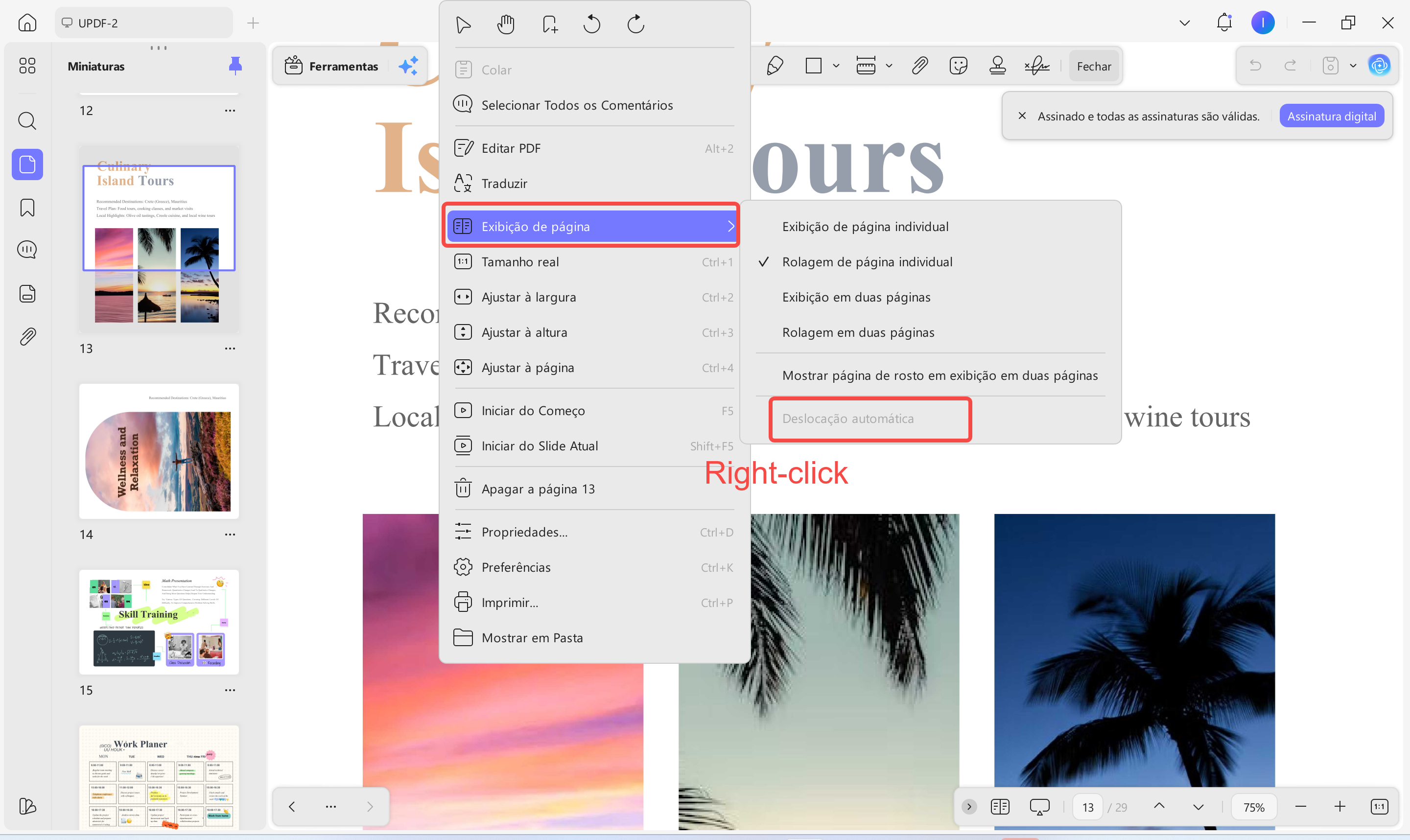 rolagem automática de PDF no UPDF para Windows