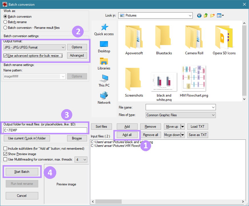 batch resize in irfanview