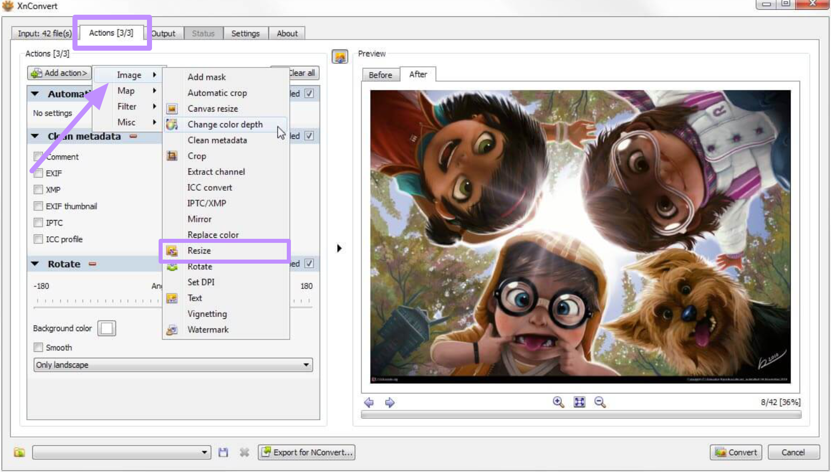 resize images with xnconvert