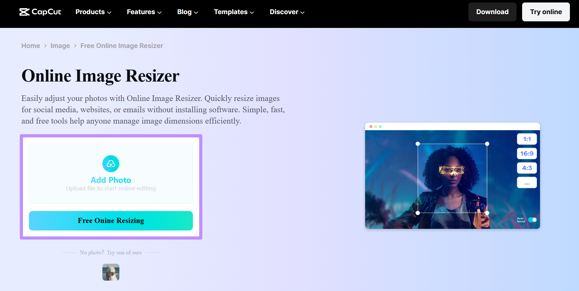 add images for online resizing