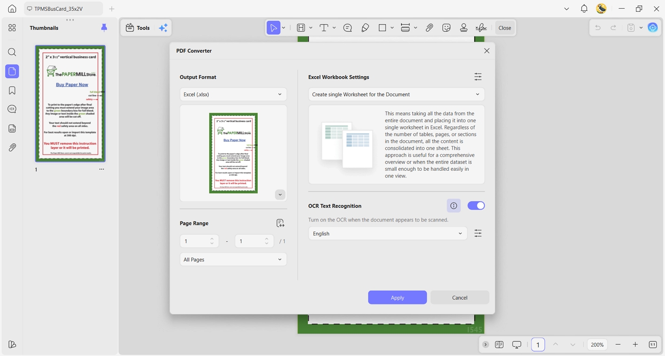 extract ocred business card data excel