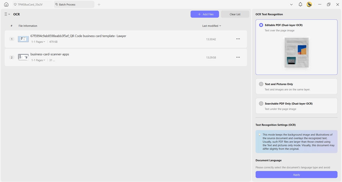 batch merge multiple business cards