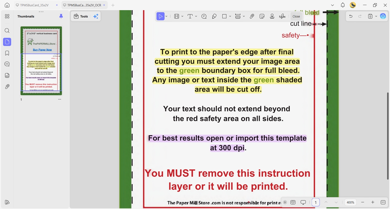 edit annotate ocred business cards